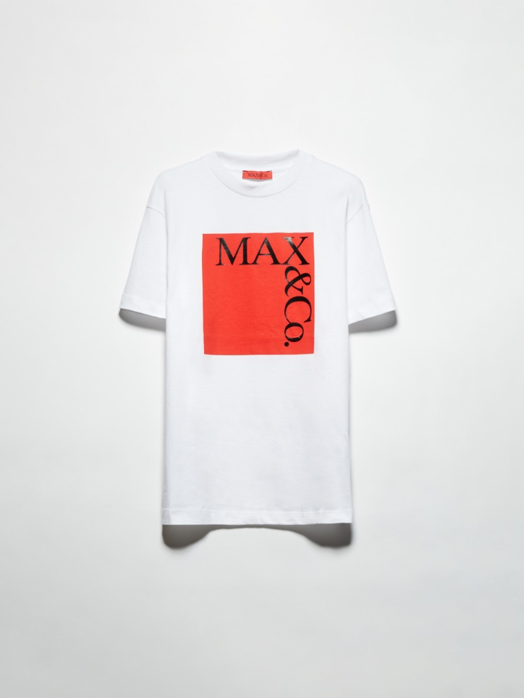 Wide-leg wool-blend trousers, light blue | MAX&Co. Cotton jersey logo T-shirt - RED - MAX&Co.